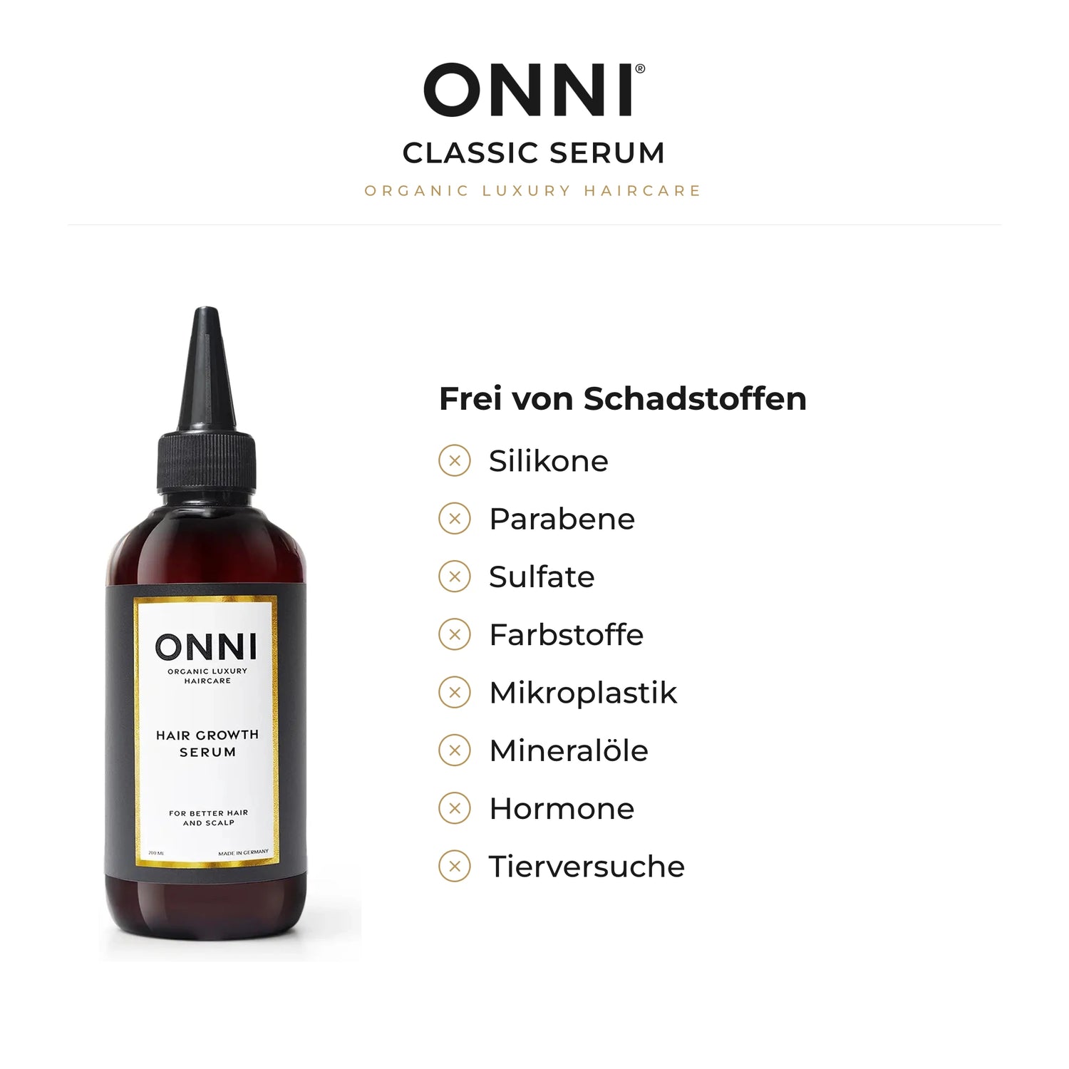 ONNI CLASSIC Serum frei von Schadstoffen – ohne Silikone, Parabene, Sulfate