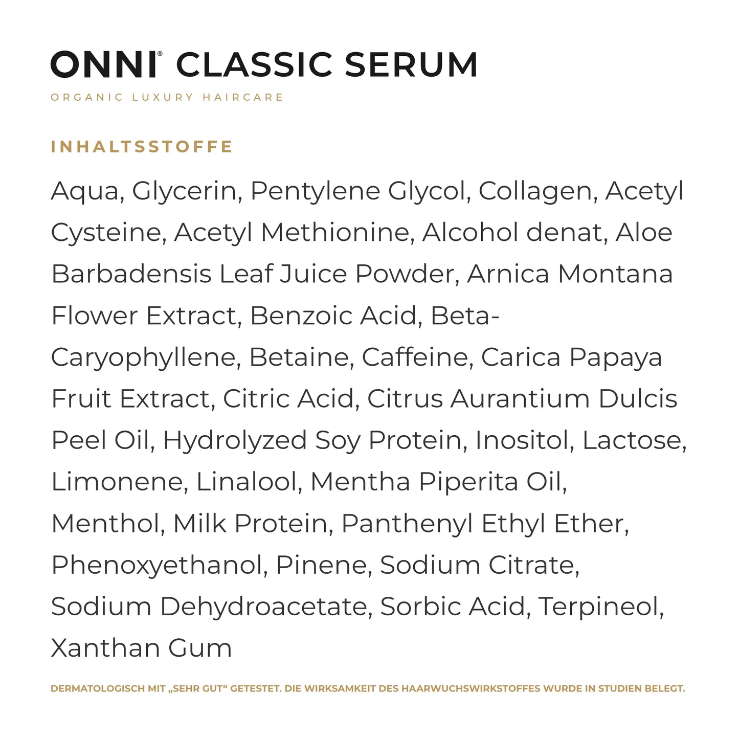 ONNI CLASSIC Serum Inhaltsstoffe – vollständige INCI-Liste