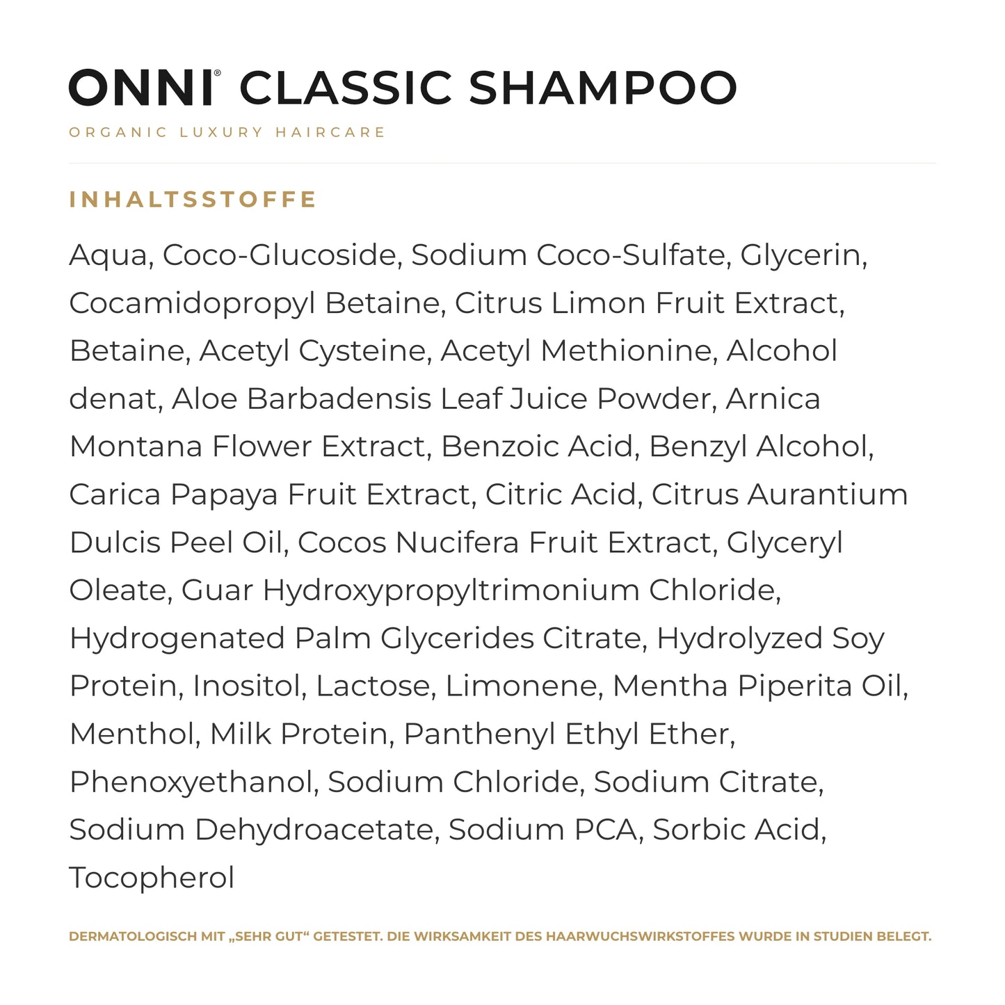 ONNI CLASSIC Shampoo Inhaltsstoffe – vollständige INCI-Liste