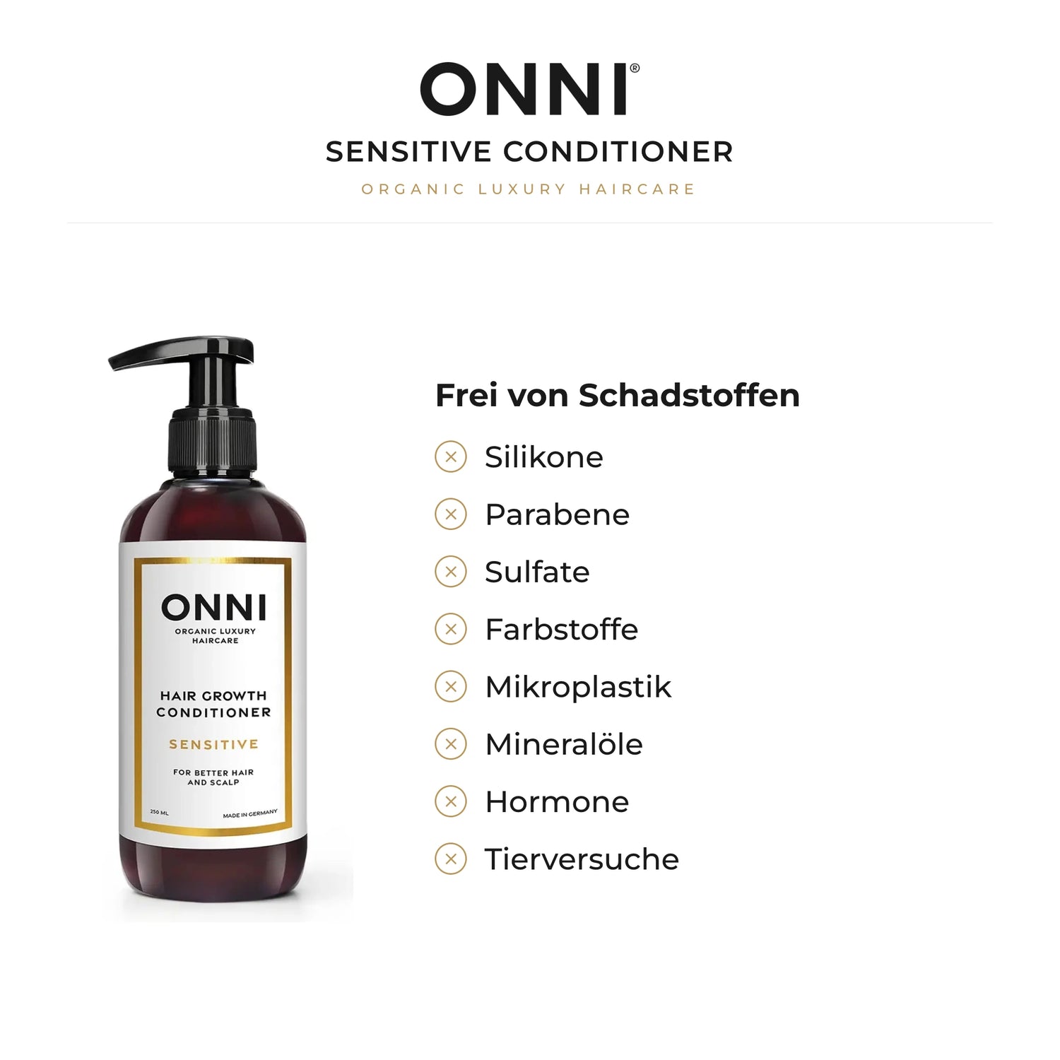 ONNI SENSITIVE Conditioner frei von Schadstoffen – ohne Silikone, Parabene, Sulfate