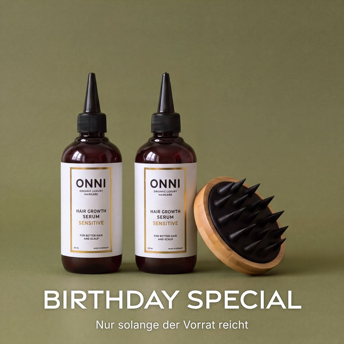 ONNI SENSITIVE Birthday Serum Duo: zwei SENSITIVE Serum 200 ml und Massagebürste