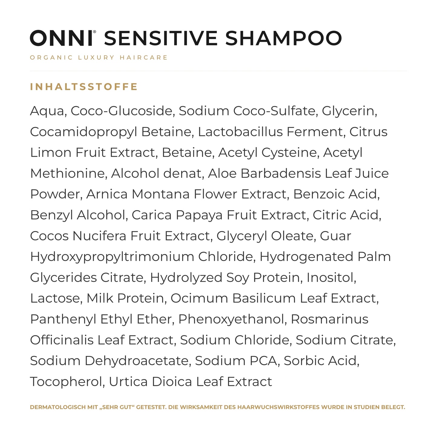 ONNI SENSITIVE Shampoo Inhaltsstoffe – vollständige INCI-Liste