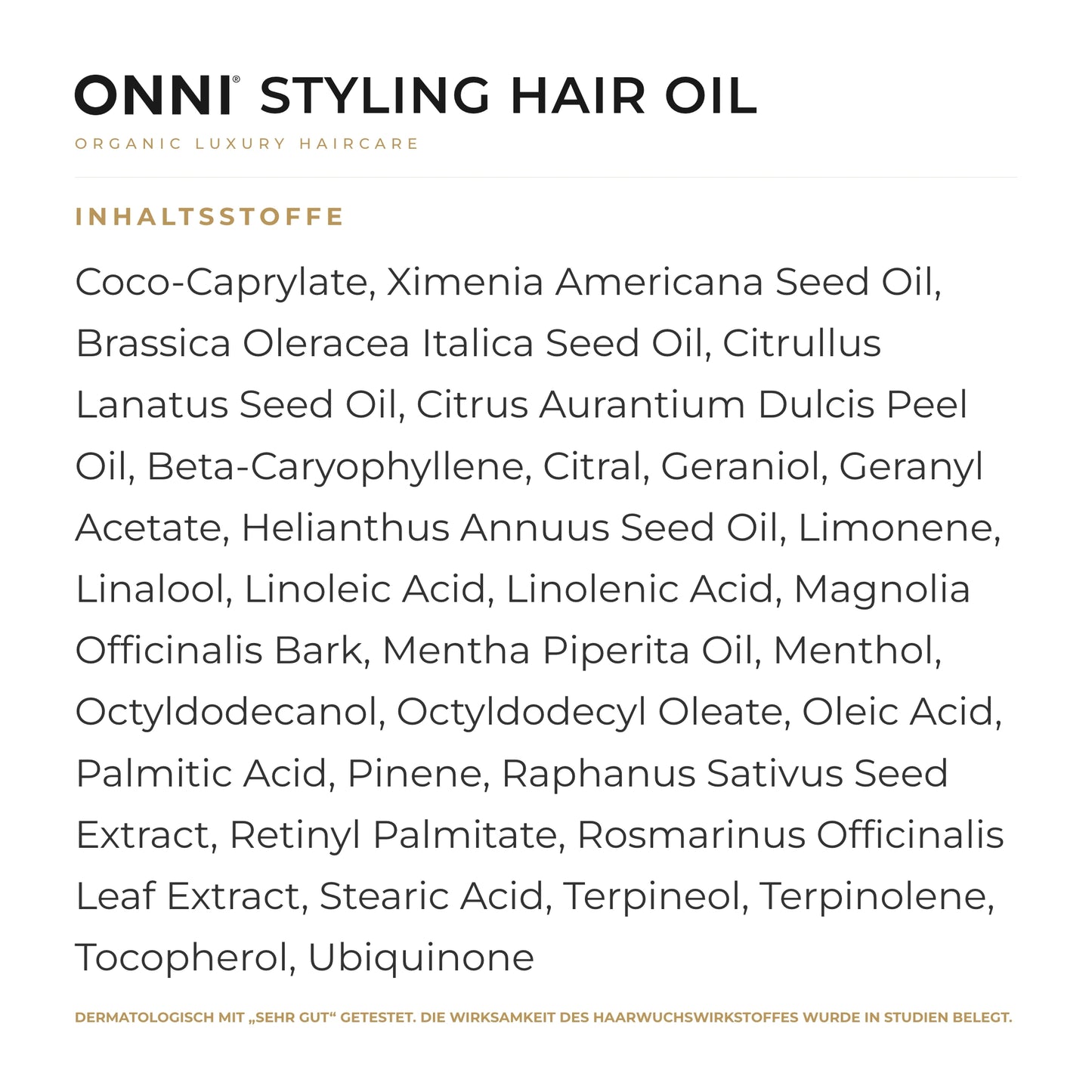 ONNI STYLING Hair Oil Inhaltsstoffe – vollständige INCI-Liste