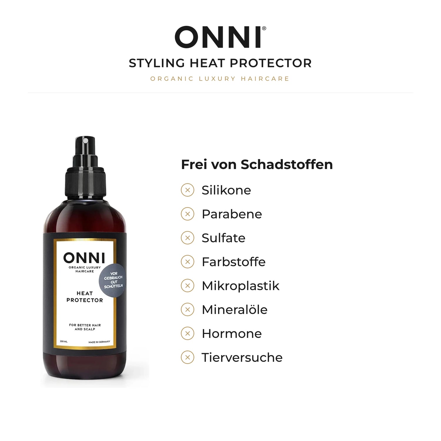 ONNI STYLING Heat Protector frei von Schadstoffen – ohne Silikone, Parabene, Sulfate